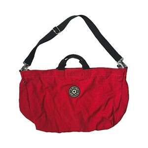 KIPLING Red Weekender Tote Messenger Bag Y2K